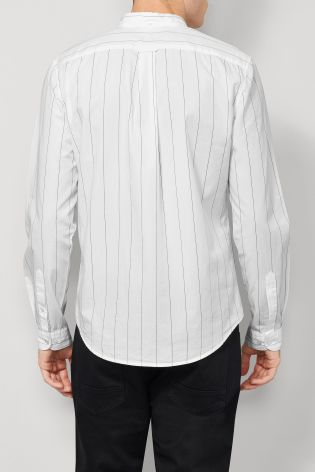 White Long Sleeve Wide Stripe Shirt